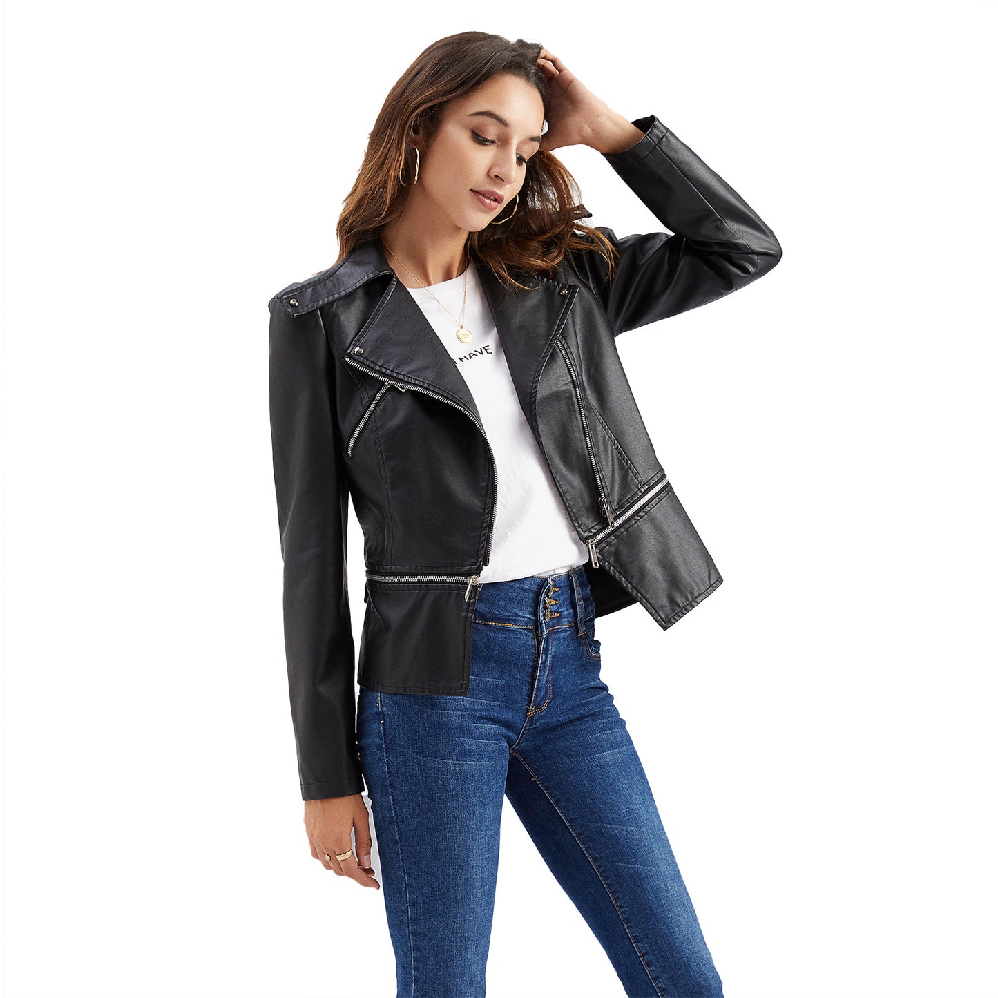 SALE  Polyurethane Faux Women Leather Jacket
