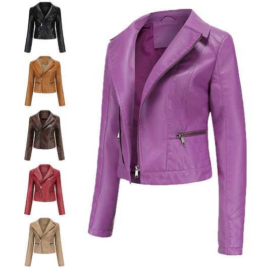 100% Polyurethane Faux Women Leather Jacket