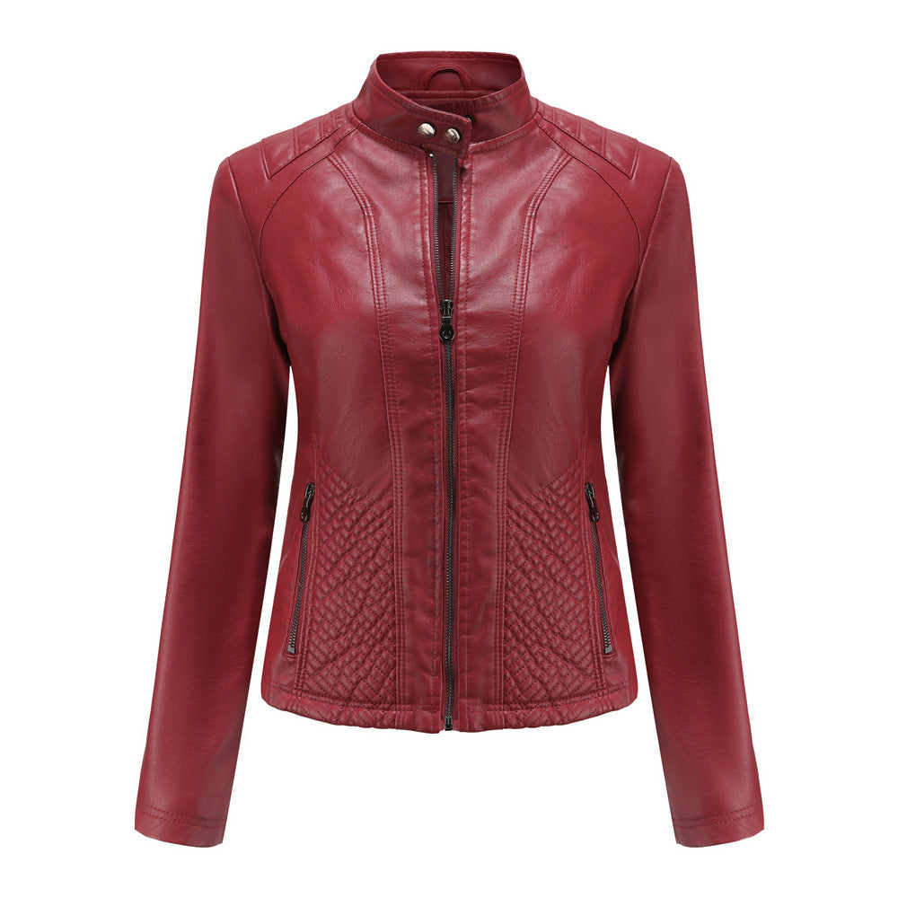 100% Polyurethane Faux Women Leather Jacket